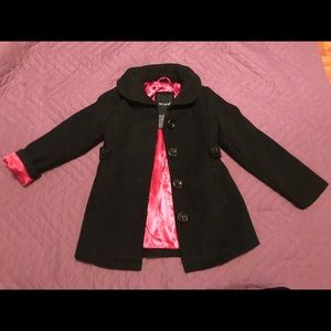 ME JANE 4T Pea Coat with Pink Satin like Lining